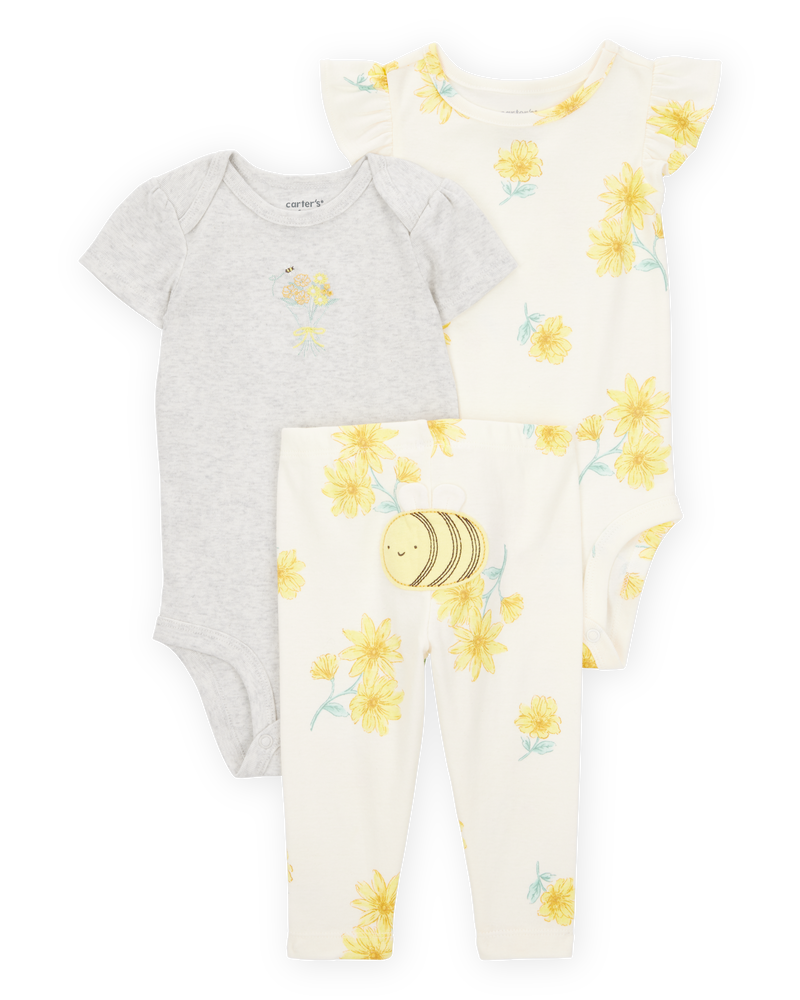 Baby Girl 3-Piece Bee Little Character Set&reg; - Cream/Yellow, image 1 of 4 slides