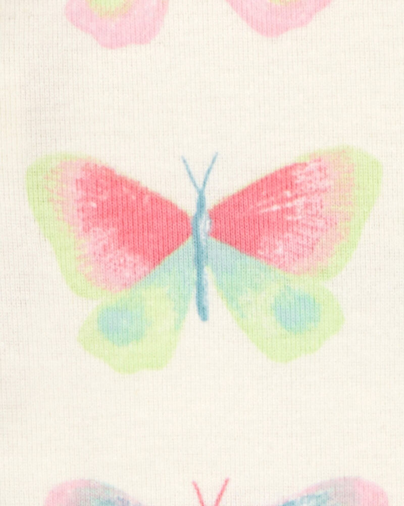 Toddler Butterfly Print Snug Fit Cotton 4-Piece Pajamas, image 2 of 4 slides