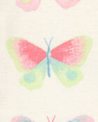Toddler Butterfly Print Snug Fit Cotton 4-Piece Pajamas, image 2 of 4 slides
