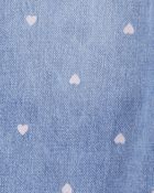 Baby Heart Print Denim Overalls - Blue, image 3 of 5 slides