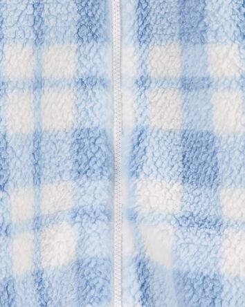 Baby Plaid Hooded Fuzzy Jumpsuit, 