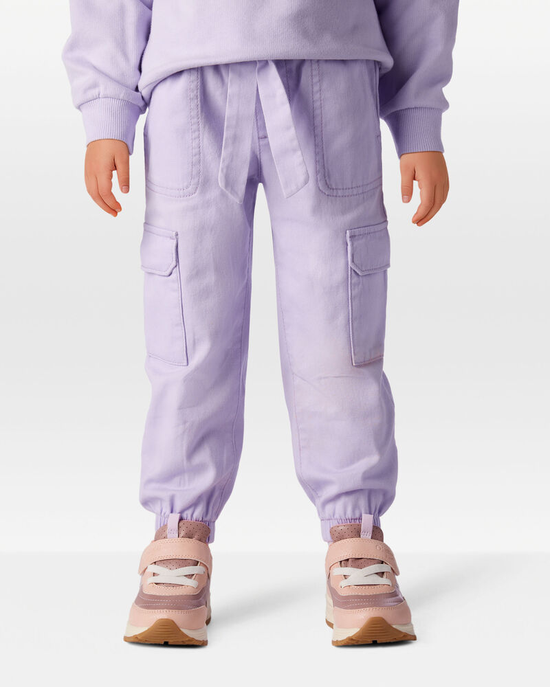 Toddler Girl Cotton Cargo Joggers - Purple, image 3 of 7 slides