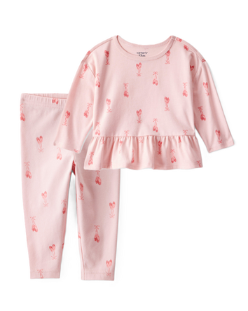 Baby Girl 2-Piece Ballet Slippers Top & Ballerina Leggings Set - Pink, 