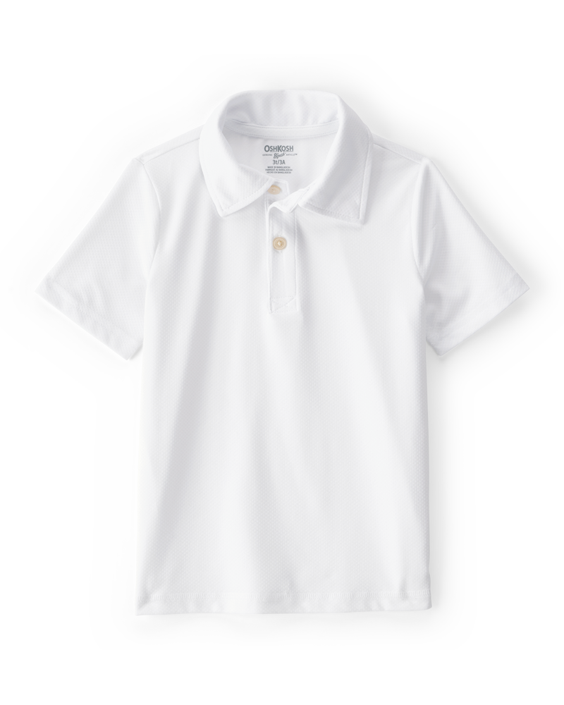 Toddler Active Polo in Moisture Wicking BeCool&trade; Fabric - White, image 1 of 3 slides