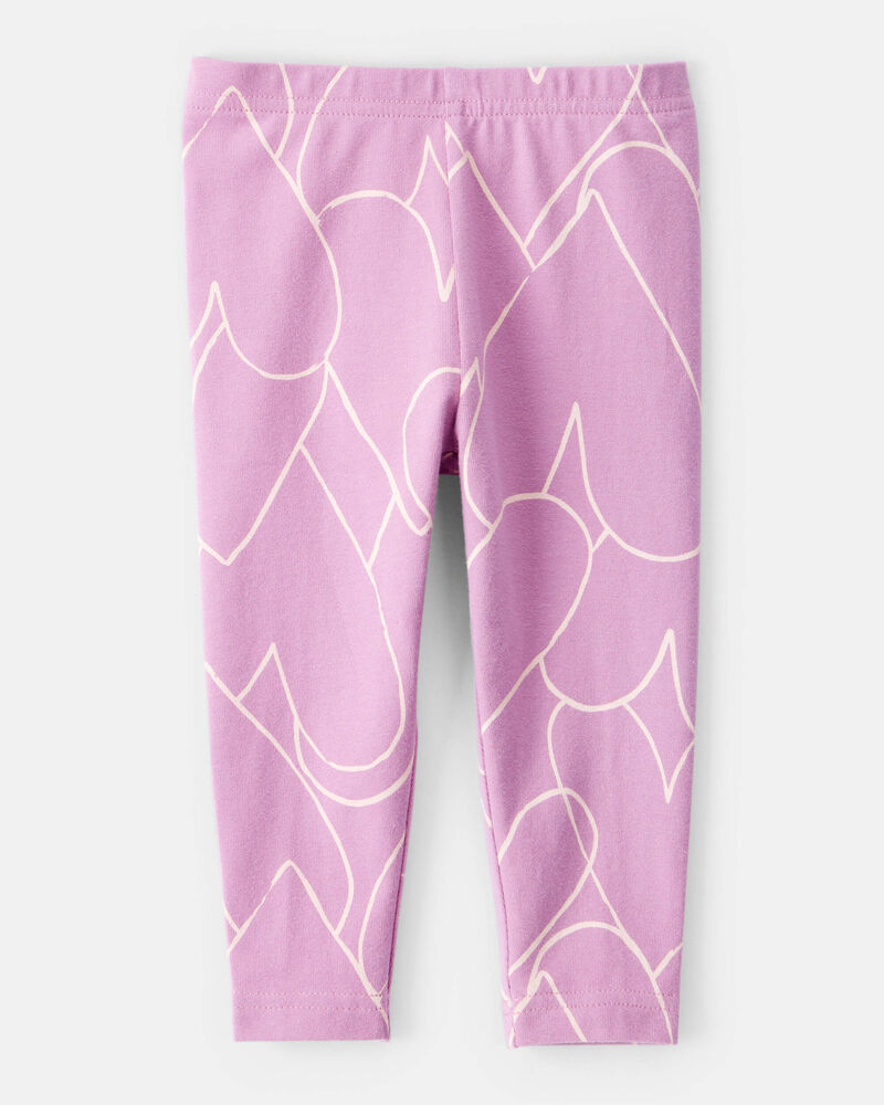 Baby Girl Cotton Heart Stretch Leggings - Purple, image 2 of 4 slides
