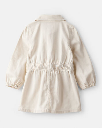 Toddler Girl Embroidered Cotton Long-Sleeve Dress - White, 