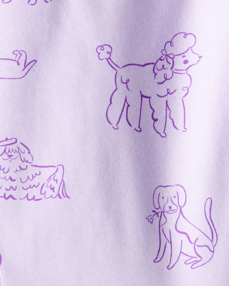 Baby Girl 2-Piece Dog Print Top & Flare Stretch Leggings Set - Purple, image 3 of 6 slides