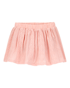 Baby 2-Piece Butterfly Short-Sleeve Top & Crochet Skort Set - Pink/Ivory, image 5 of 7 slides