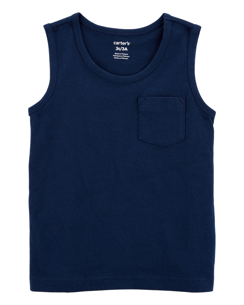 Toddler Boy Pocket Tank - Navy, image 1 of 3 slides