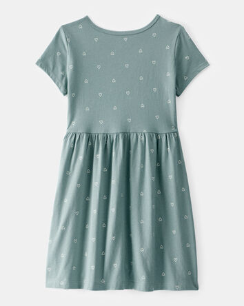 Girls Heart Print Short-Sleeve Dress - Green, 