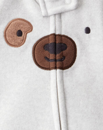 Baby Boy Dog Fleece Zip-Up Sleep & Play Pajamas - Grey, 