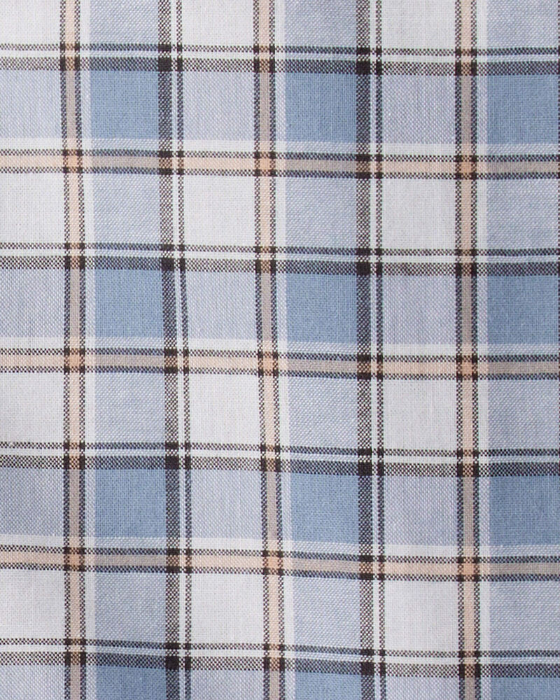 Toddler Boy Plaid Cotton Long-Sleeve Button-Down Shirt - Blue, image 3 of 4 slides