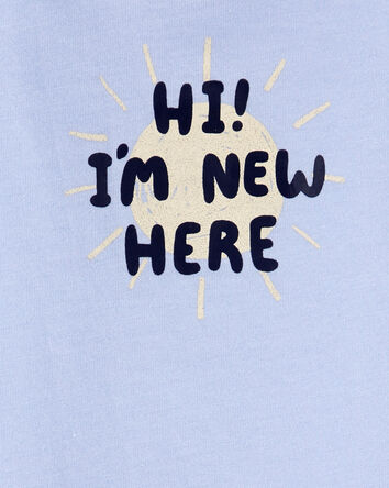 Baby "I'm New Here" Short-Sleeve Bodysuit - Blue, 