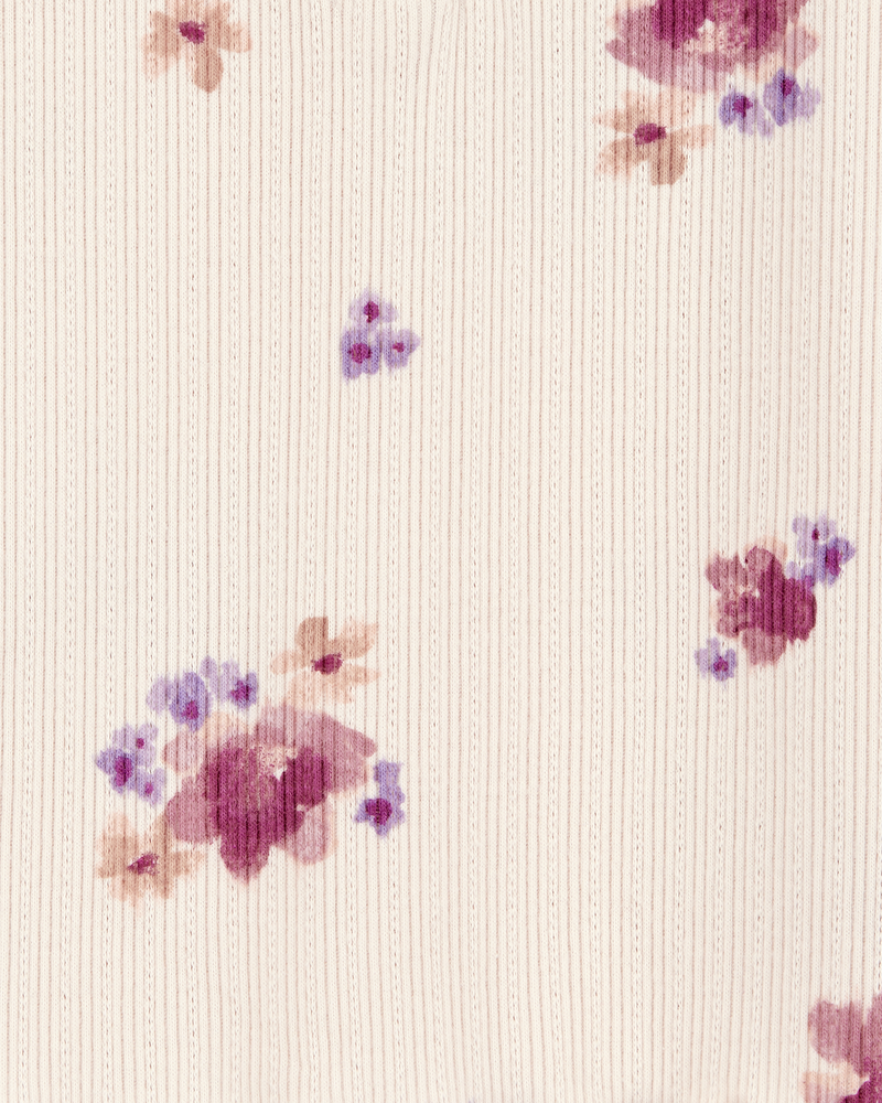 Toddler Rib Floral Print Tank Top - Ivory, image 2 of 3 slides