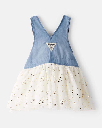 Baby Girl Chambray Tulle Skirtall - Blue/Cream, 