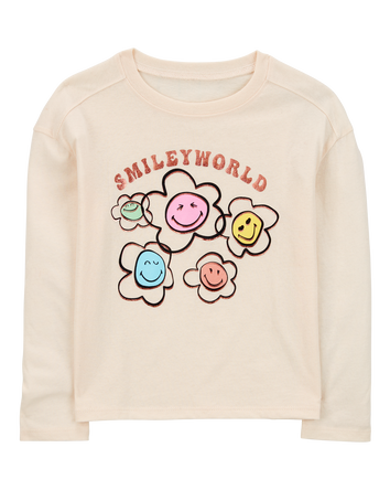 Kid Smiley World Long-Sleeve Graphic Tee - Cream, 