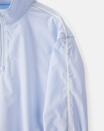 Girls Long-Sleeve Quarter-Zip Windbreaker - Blue, 