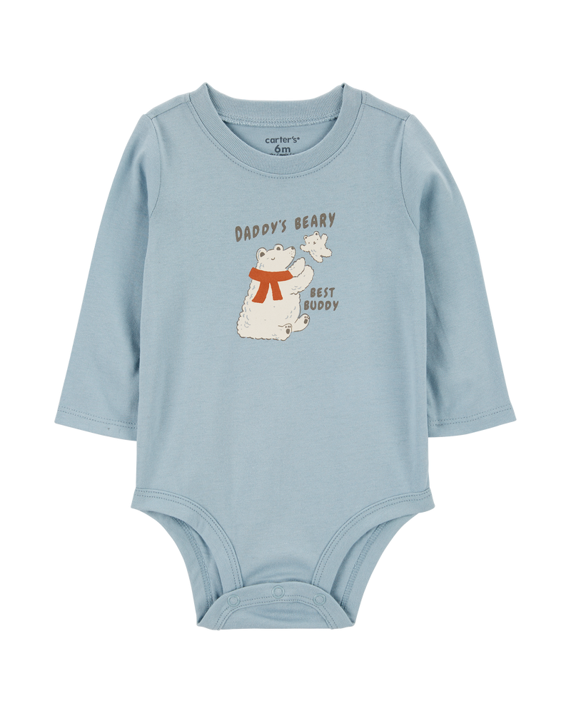 Baby Boy Polar Bear Long-Sleeve Bodysuit, image 1 of 3 slides