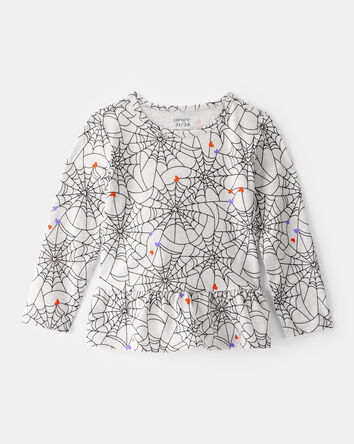 Toddler Halloween Spiderwebs Long-Sleeve Tee - White/Black, 