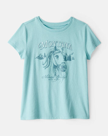 Girls Montana Western Horse Short-Sleeve Graphic Tee - Blue, 