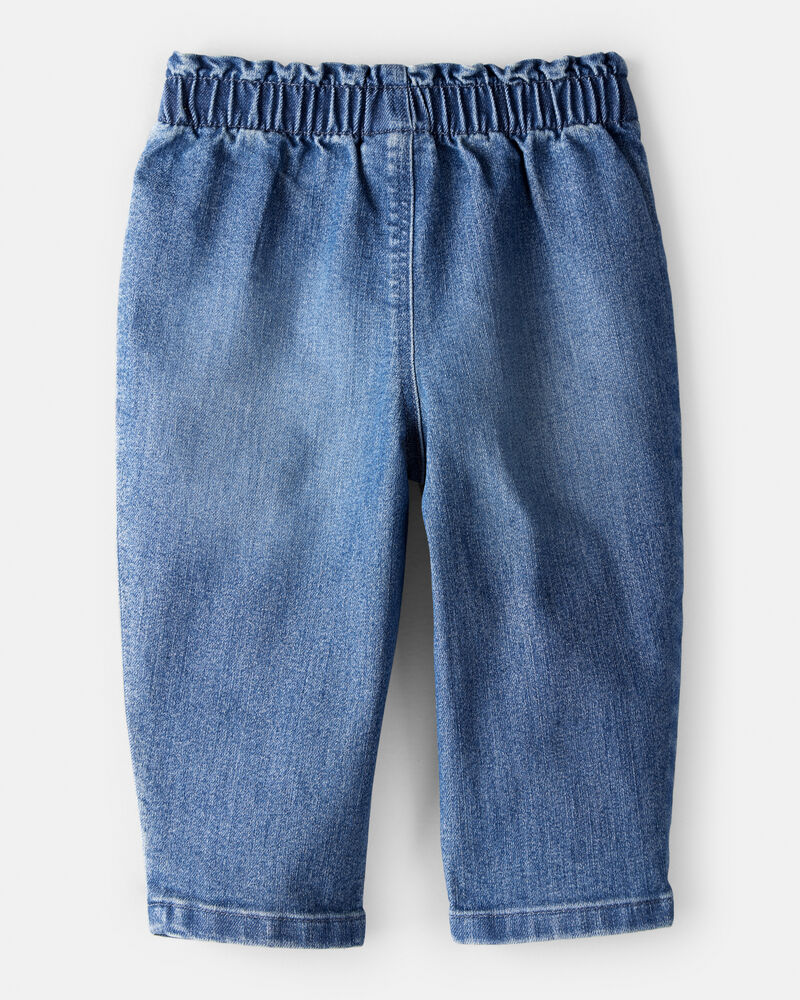 Baby Girl Heart Pocket Barrel Jeans - Blue, image 2 of 5 slides