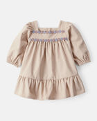 Baby Girl Corduroy Long-Sleeve Dress - Brown, image 1 of 6 slides