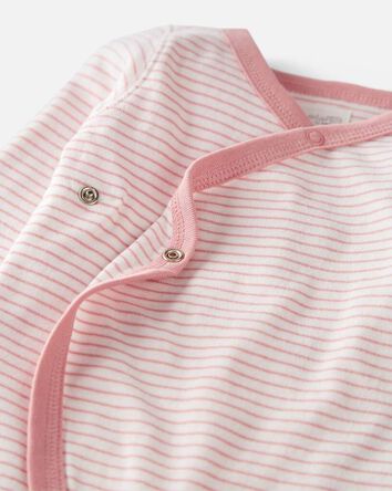 Baby Girl Organic Cotton Wrap Sleep & Play Pajamas in Stripes, 