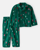 Toddler Christmas Trees Long-Sleeve Loose Fit 2-Piece Pajamas - Green, image 1 of 3 slides