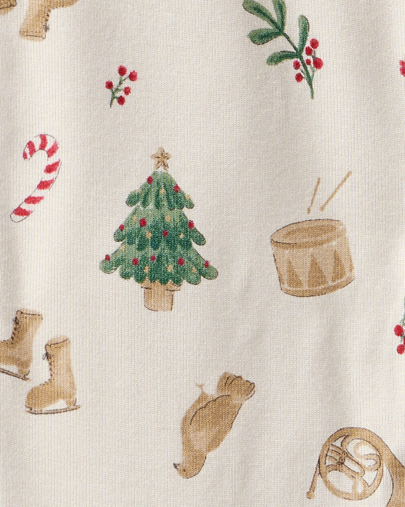 Baby Christmas Print PurelySoft Long-Sleeve Sleep & Play Pajamas - White, image 4 of 7 slides