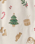 Baby Christmas Print PurelySoft Long-Sleeve Sleep & Play Pajamas - White, image 4 of 7 slides
