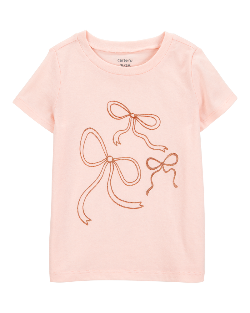 Toddler Girl Bow Short-Sleeve Graphic Tee - Pink, image 1 of 4 slides