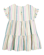 Toddler Striped Tiered Linen Look-Alike Dress, image 2 of 4 slides