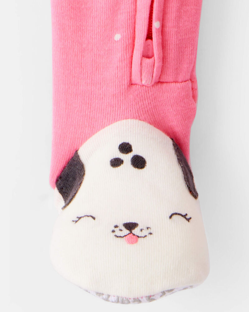 Toddler Girl Dalmatian 100% Cotton 1-Piece Pajamas - Pink, image 3 of 4 slides