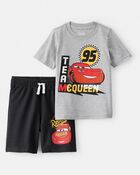 Toddler Boy 2-Piece Cars Lightening McQueen Outfit Set - Heather/Black, image 1 of 7 slides