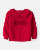 Toddler Girl DayDream Fleece Christmas Merry Long-Sleeve Pullover Sweatshirt - Red, image 1 of 4 slides