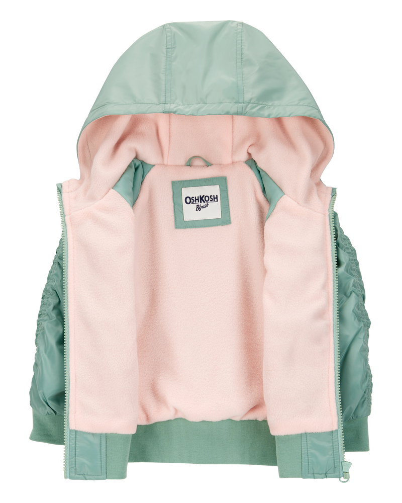 Toddler Girl Fleece-Lined Midweight Bomber Jacket - Green, image 2 of 3 slides