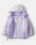 Toddler Packable Hooded Puffer Jacket - Purple, image 3 of 4 slides