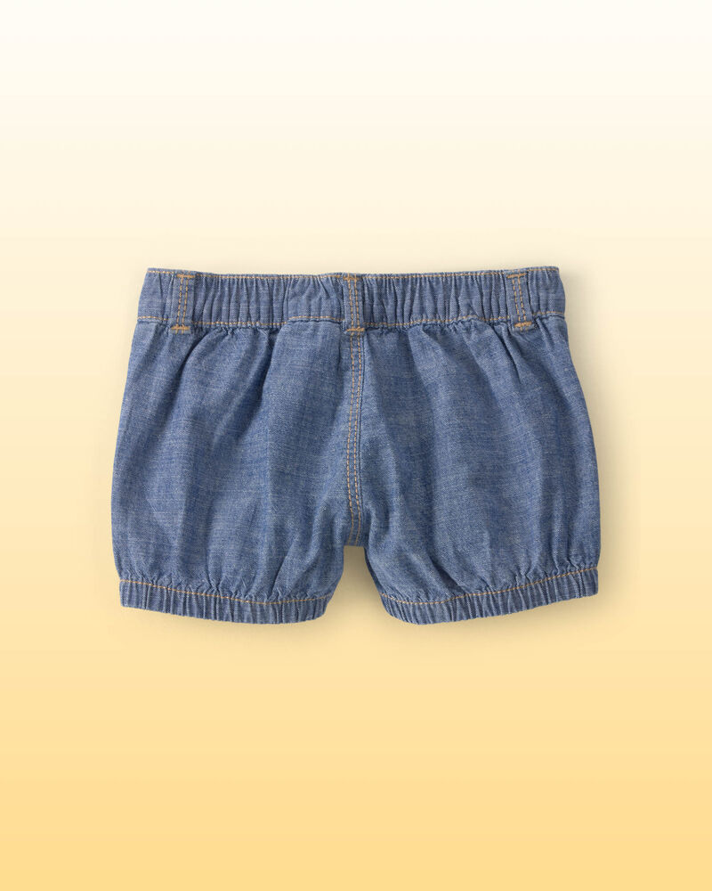 Baby Girl Disney&copy; Winnie the Pooh Chambray Embroidered Bubble Shorts - Medium Wash, image 3 of 5 slides