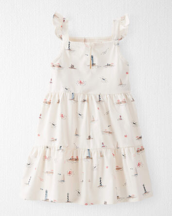 Toddler Organic Cotton Dress in Coastal Vacation Print, 