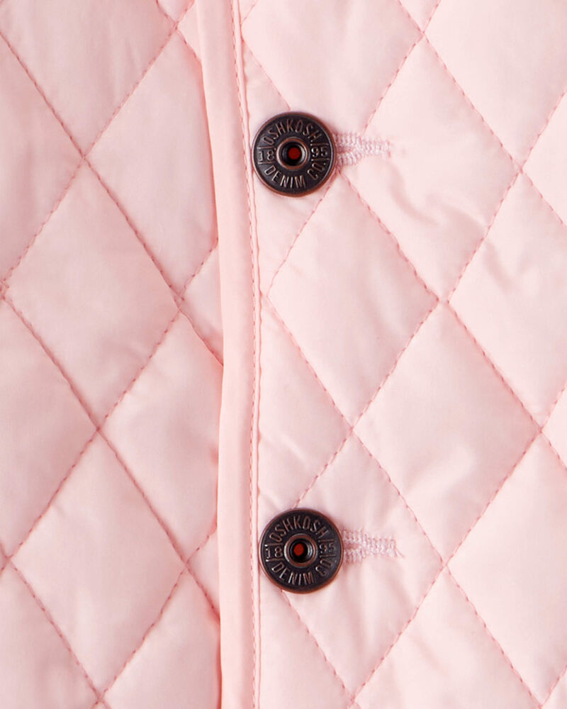 Toddler Girl Quilted Long-Sleeve Fashion Jacket - Pink, image 4 of 5 slides