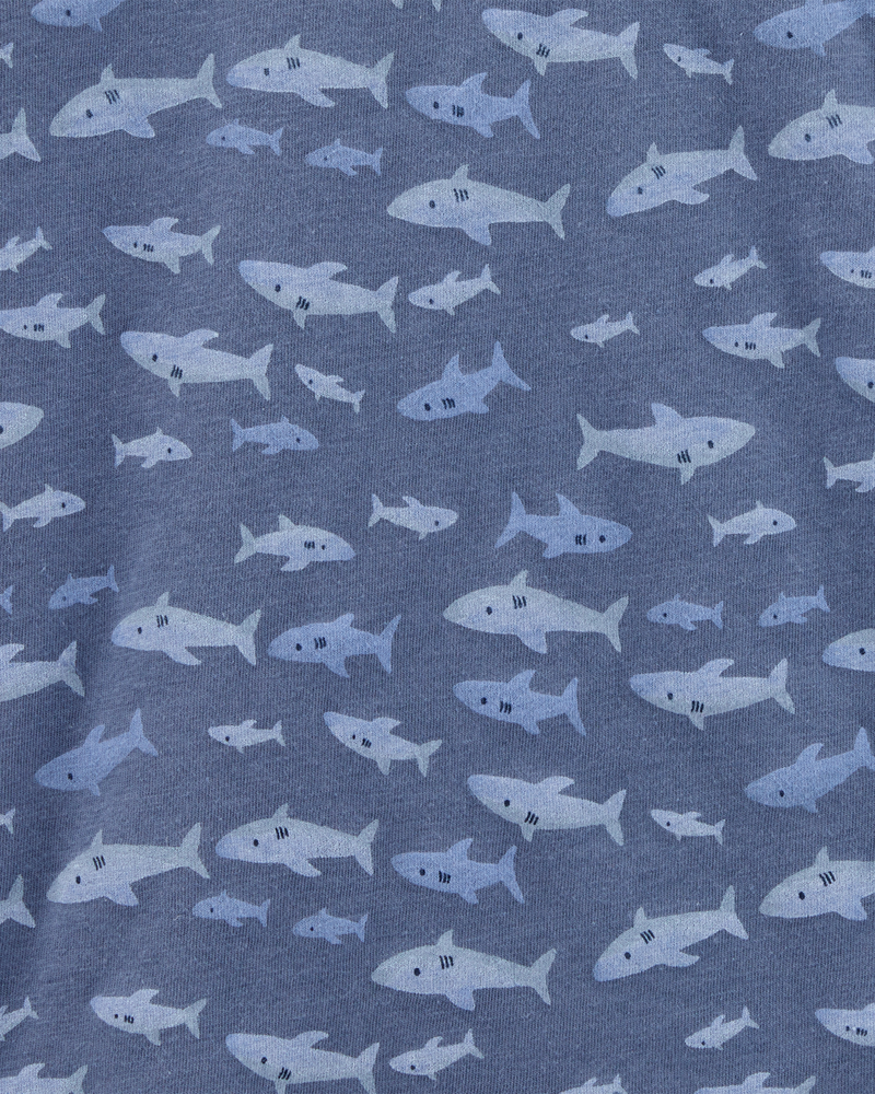 Baby Henley Fish Print Shirt - Blue, image 2 of 3 slides