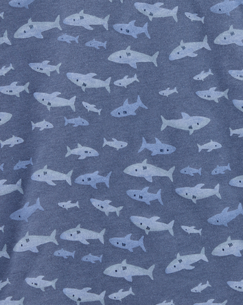 Baby Henley Fish Print Shirt - Blue, 