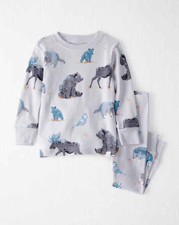Baby Organic Cotton Pajamas in Midnight Forest Print, 