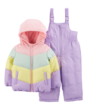 Baby 2-Piece Rainbow Snowsuit Set, 