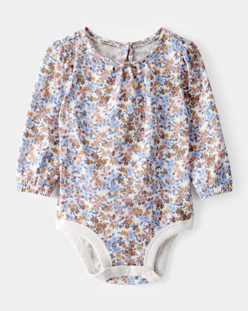 Baby Floral Print Long-Sleeve Bodysuit, 