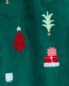 Baby Christmas Trees DreamPlush Long-Sleeve Snug Fit 1-Piece Pajamas - Green, image 3 of 4 slides