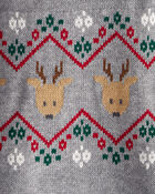Baby Boy Fair Isle Long-Sleeve Jumpsuit - Grey, image 3 of 4 slides