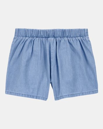 Kid Chambray Pull-On Shorts - Blue, 
