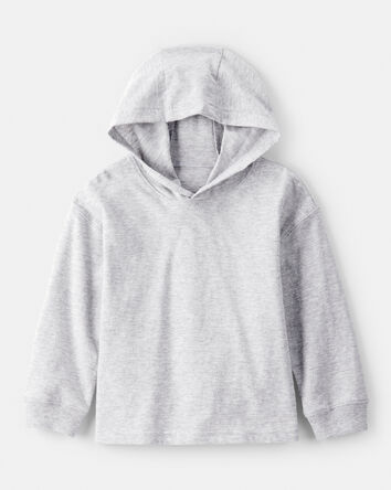 Toddler Boy Cotton Long-Sleeve Hooded Top - Grey, 