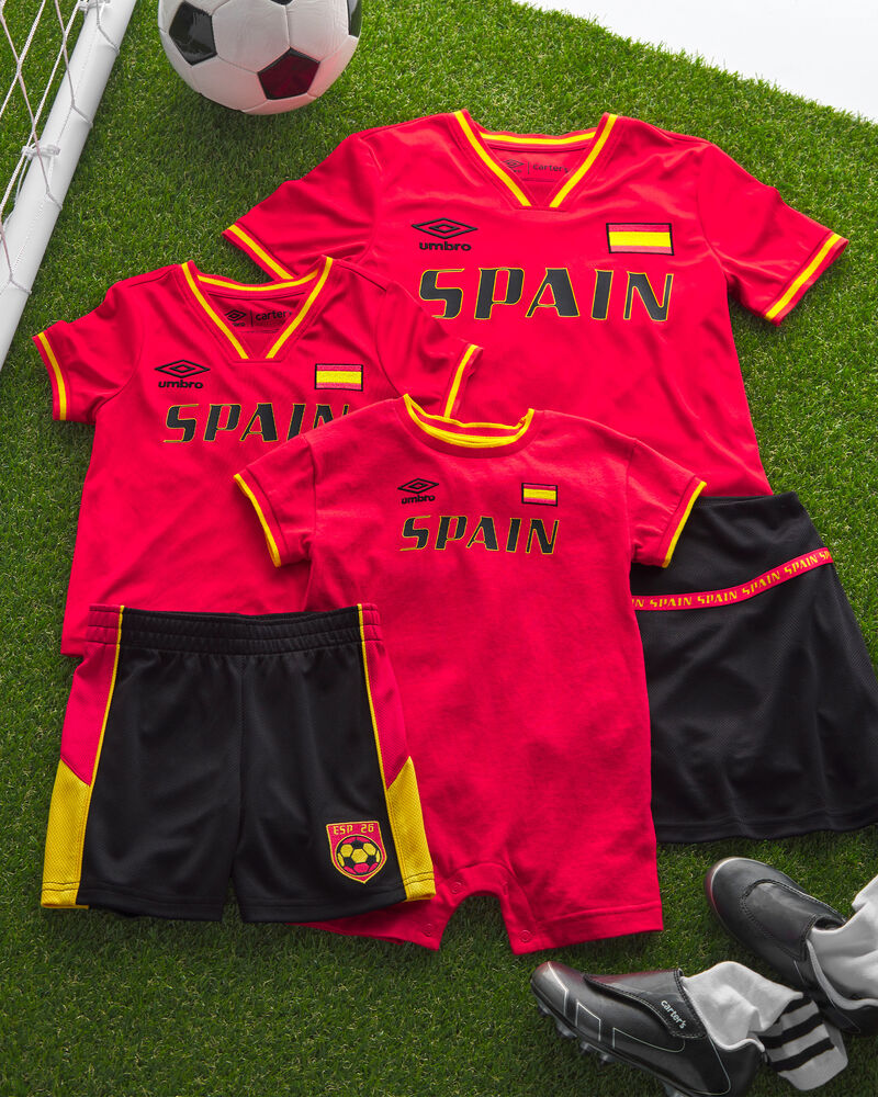 Kids 2-Piece Umbro Spain Soccer Jersey & Short Set - Red/Yellow/Black, image 10 of 10 slides